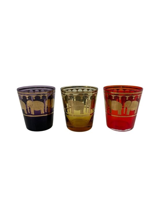 unbranded Other - Set Of 3 Vintage MCM Elephant-Themed Juice/Lg Shot Glasses With Gold Detailing